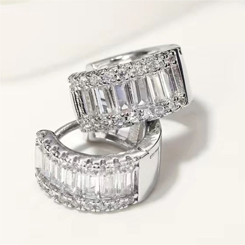 Baguette Cz Diamond Huggies